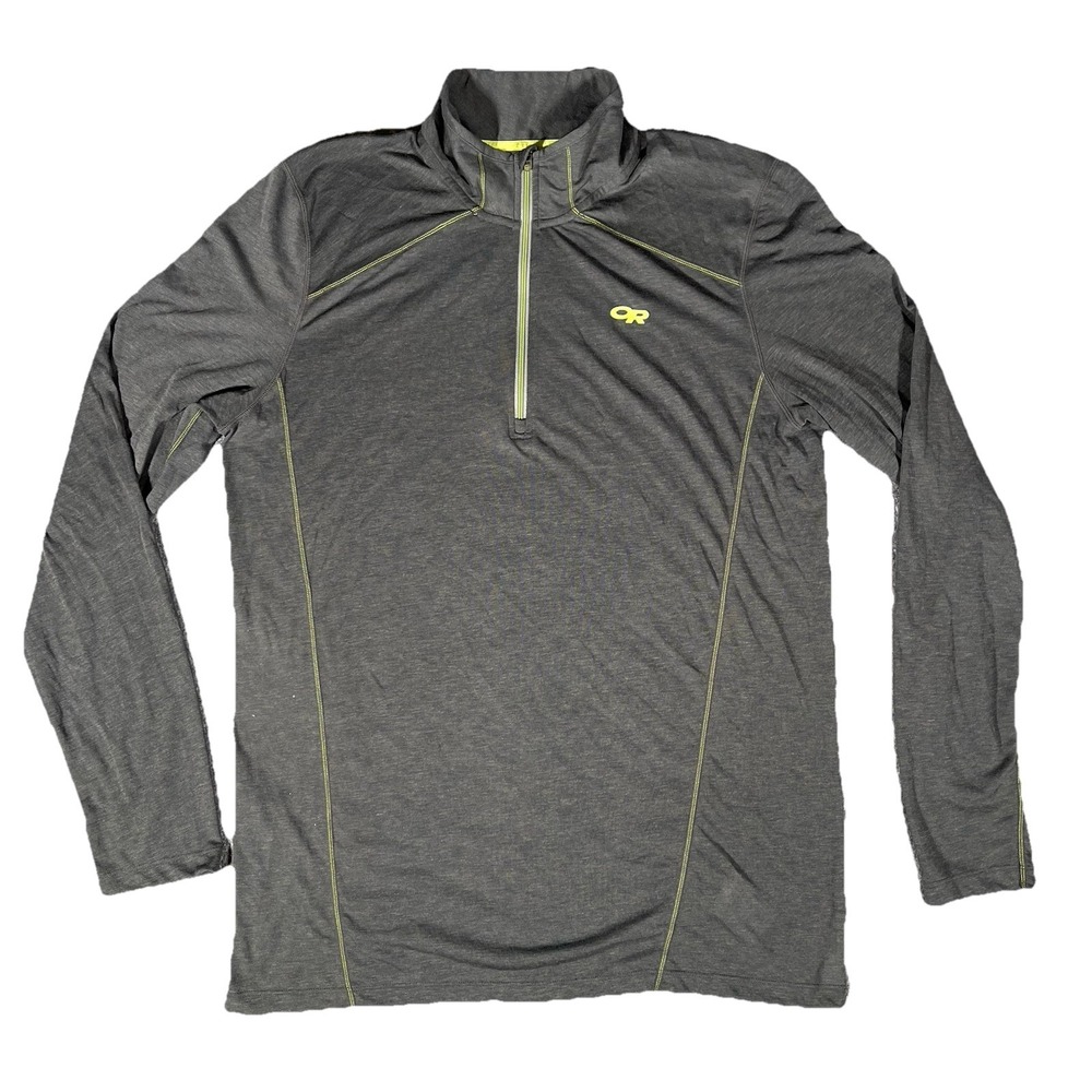 Men's Sequence Long Sleeve Zip Top Camping Hiking Base Layer Wool Size XL